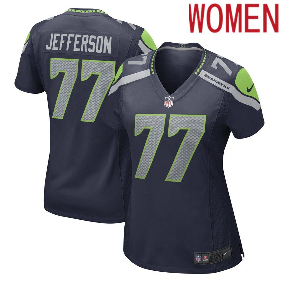 Women Seattle Seahawks #77 Quinton Jefferson Nike College Navy Game Player NFL Jersey